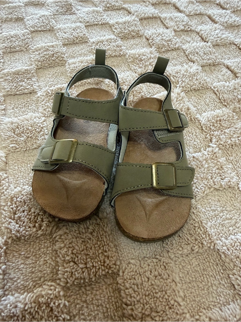First Steps Toddler Olive Green Double Buckle Sandals Size 6